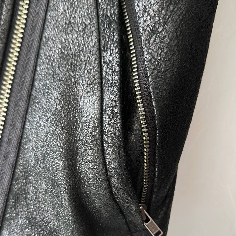 Helmet Lang Leather Combo Asymmetrical Drape Front Black Jacket S - Picture 10 of 15